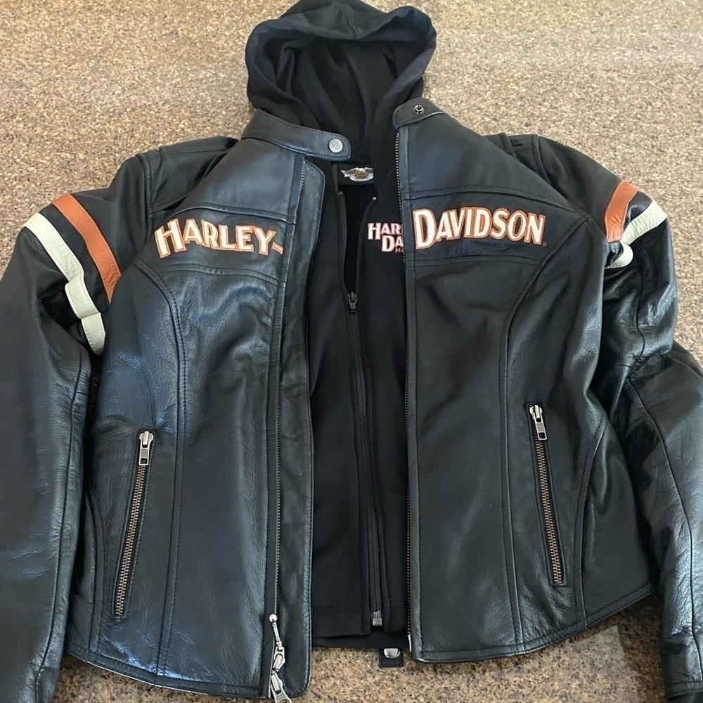 Authentic Harley Davidson Miss Enthusiast 3 in 1 Leather Jacket X Small EUC‌‌‌ - Picture 3 of 15